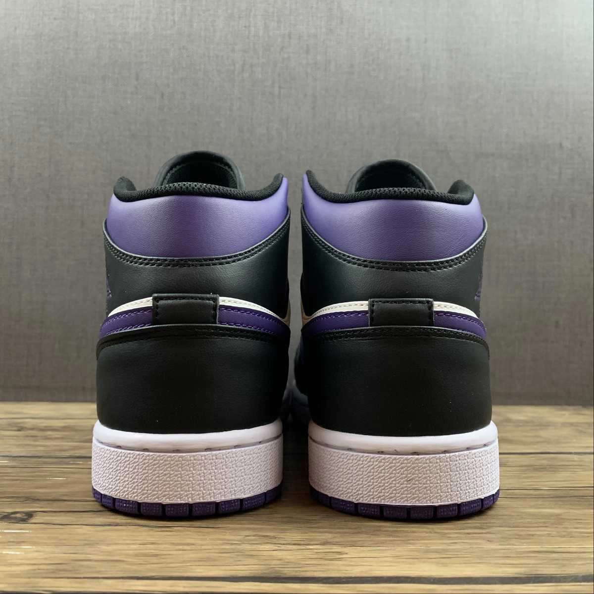 Air Jordan 1 Mid Black White Purple Cloud Feel Comfort Heel