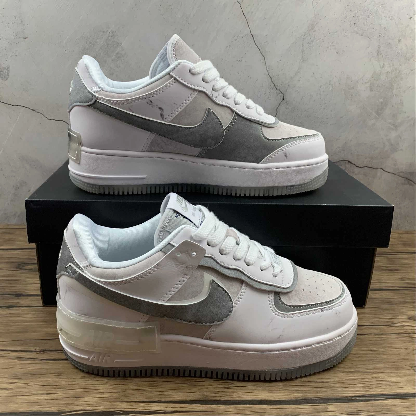 Air Force 1 Shadow Goddess of Victory White Gray DJ4635-100 All Day Travel Knit Upper