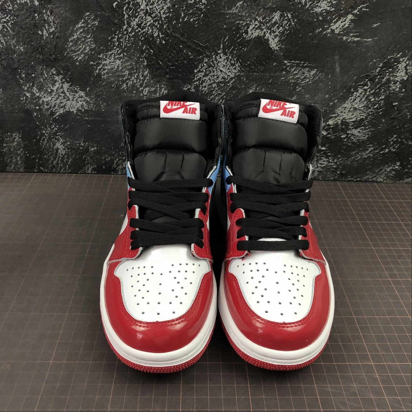 Air Jordan 1 Retro High OG Black White-Blue-Red Patent Leather CK5666-100 Multi-Terrain