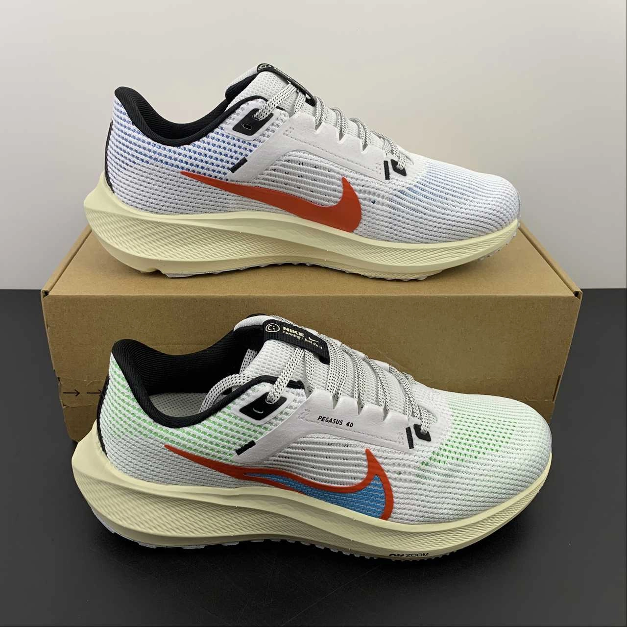 Air Zoom Pegasus 40 White Passionate Red Shy Blue FJ1051- Heel Padding