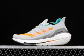 Foot Hugging Abrasion Shield Technology Adidas UltraBoost 21 Grey Orange