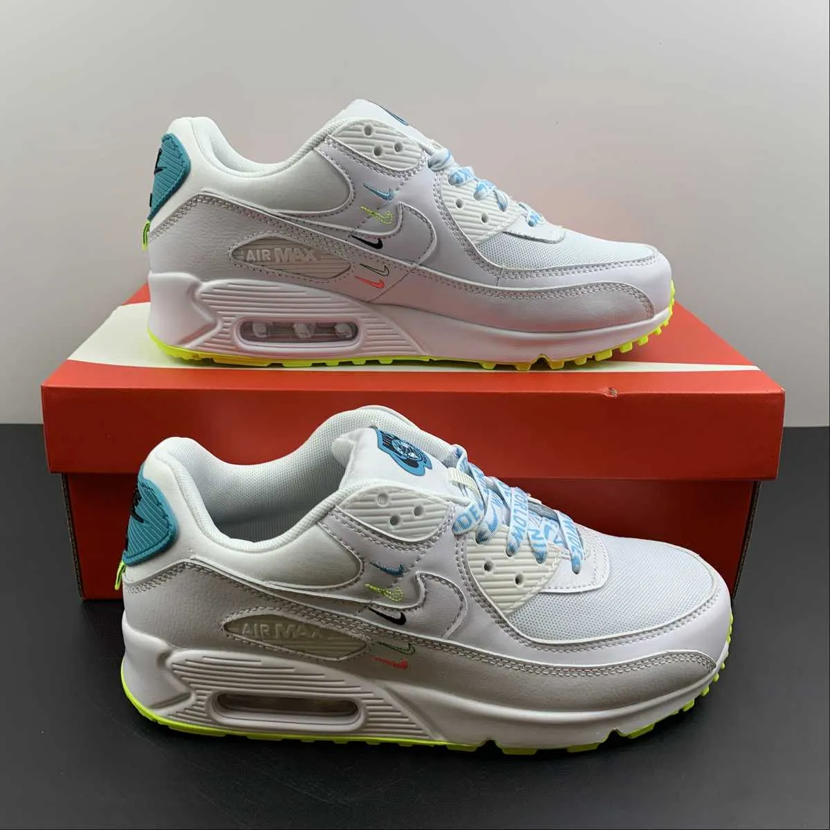 Air Max 90 SE Worldwide Pack White Blue Fury Volt CK7069-100 breathable - lining - material shoes