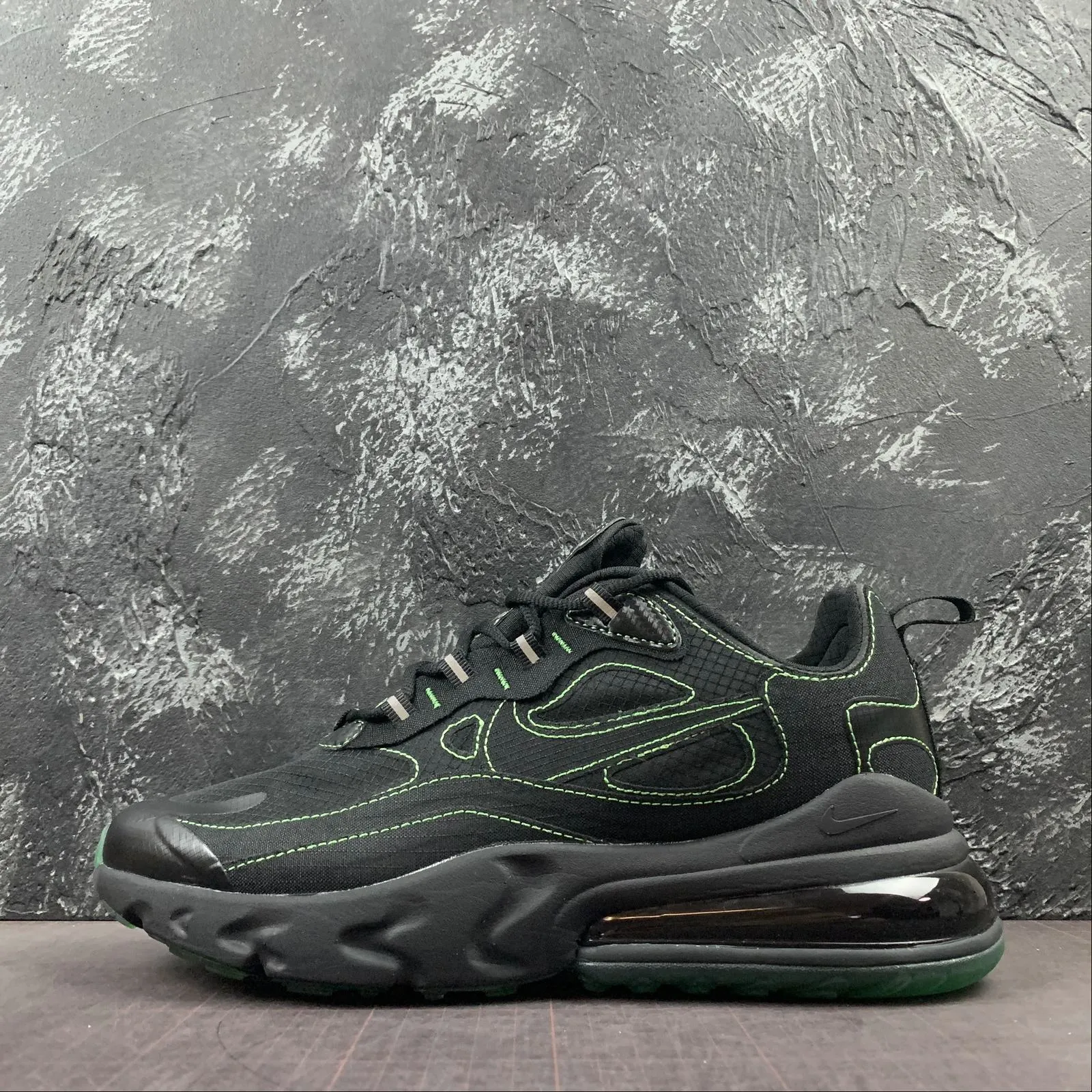 Air Max 270 React SP Black Black-Electric Green breathable lining shoes professional runner's shoe option