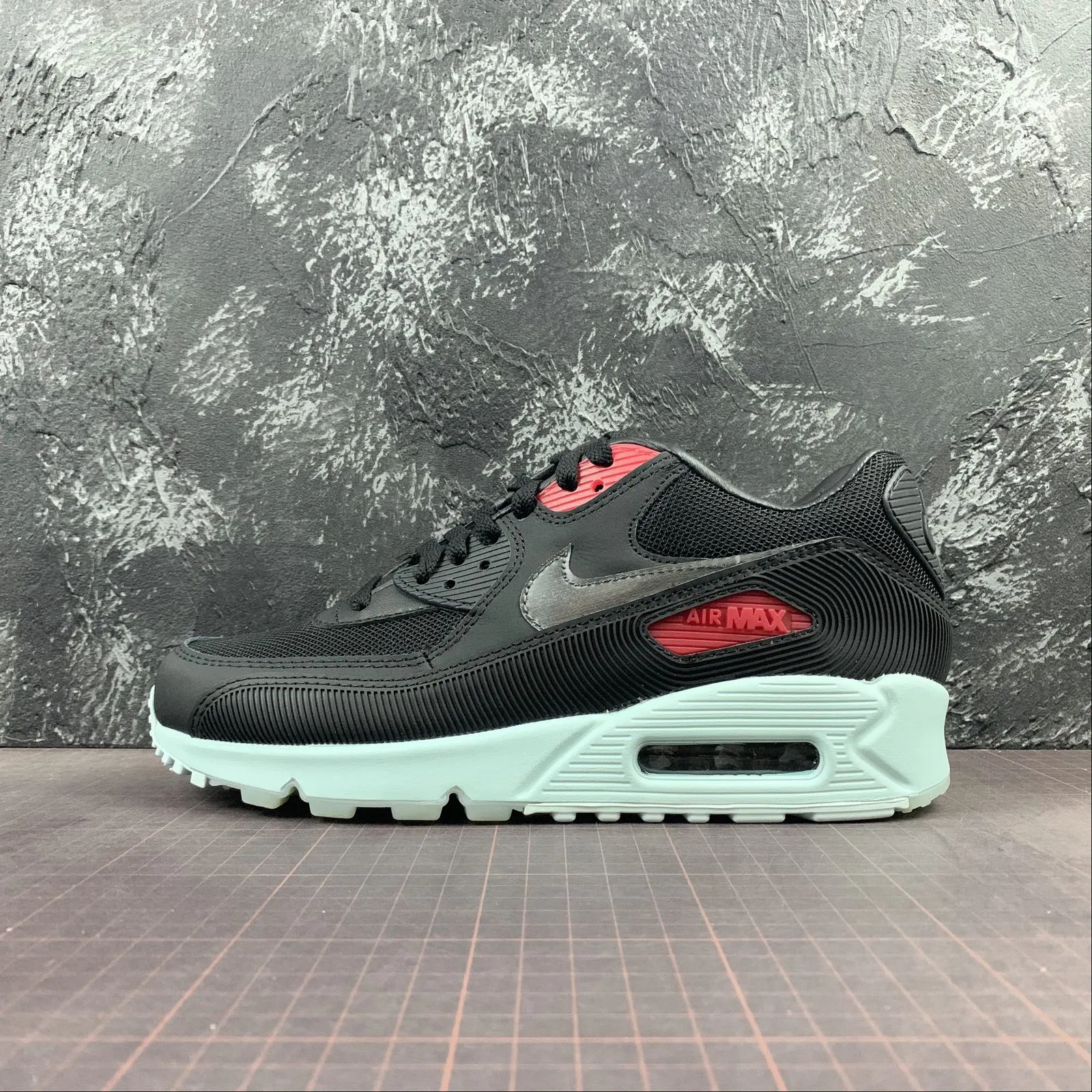 Air Max 90 Vinyl Black Cool Grey Teal Tint University Red CK0902-001 runners' shoes