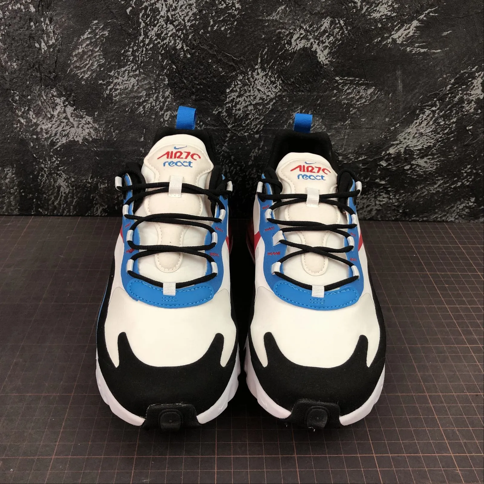 Air Max 270 React Black Royal Blue Red AT6174-008 patchwork running gear