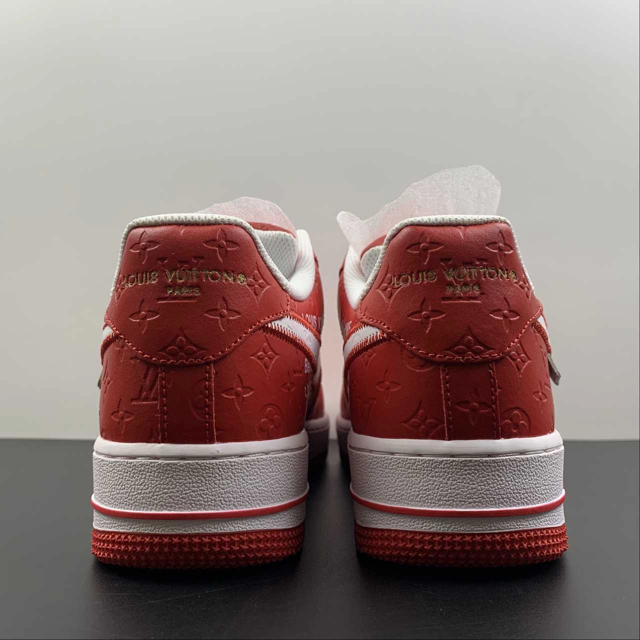 Festival Style Versatile Upper Louis Vuitton x Air Force 1 Red Embossing LS0232