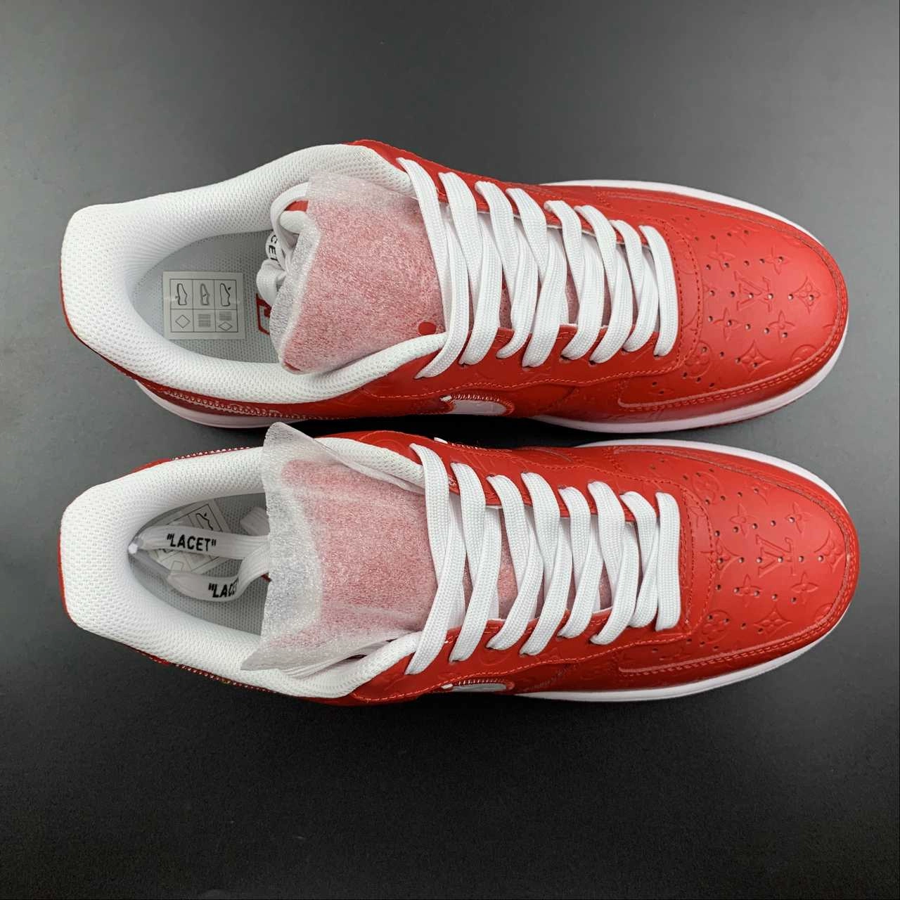Smooth Texture Daily Grind Louis Vuitton x Air Force 1 Red Embossing LS0232