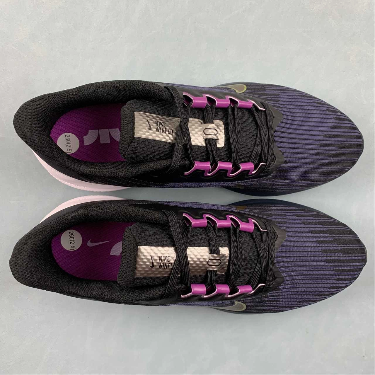 Air Winflo 9 Black Gold Suede Blackened Blue DD6203-007 Speed Session Interior fit hugs the foot with balanced pressure