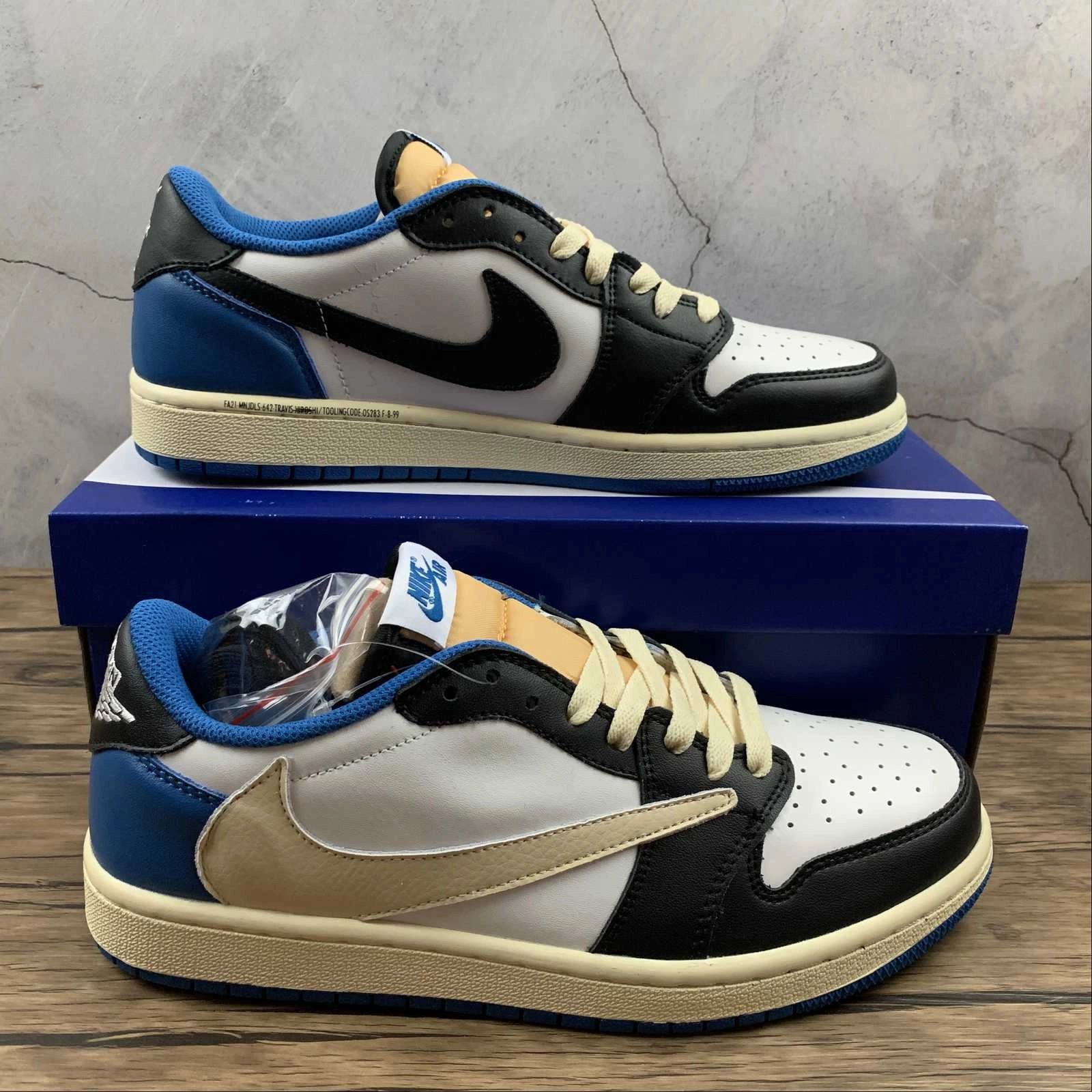 Travis Scott x Air Jordan 1 Low OG Sail Black-Military Blue DM7866 140 Comfy Step