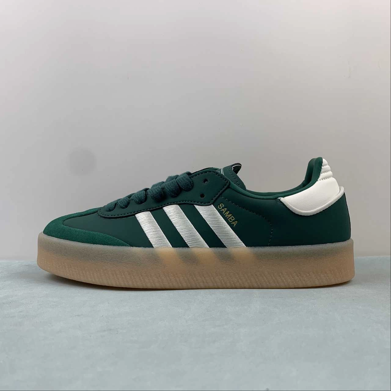 Simple Lines Adidas Samba Vegan Dark Green Cloud White Gold IF1835