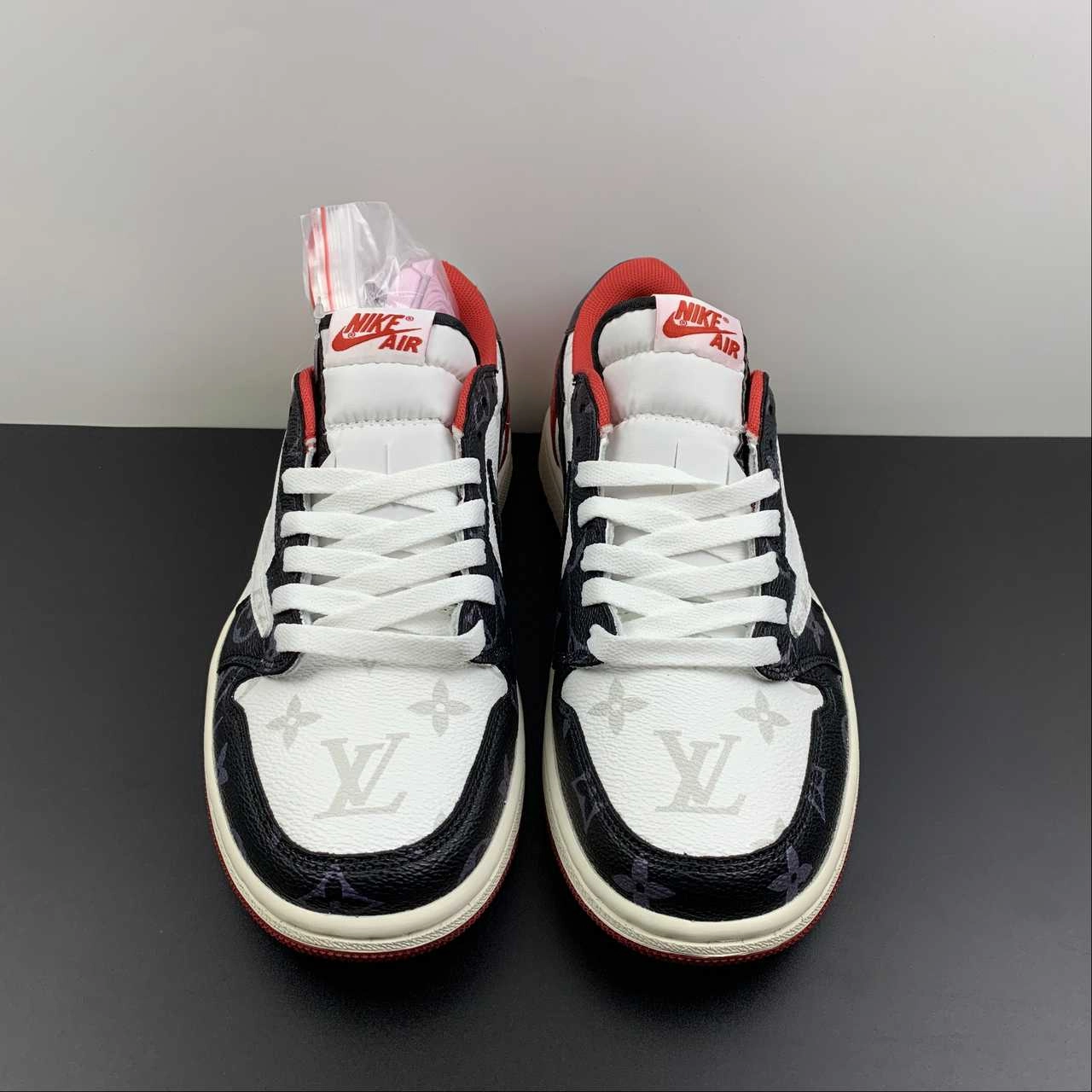 Weekend Chill Flexible Cushioning Air Jordan 1 Retro Low OG SP ??Travis Scott and Louis Vuitton?? Black Red LV DM7866-318