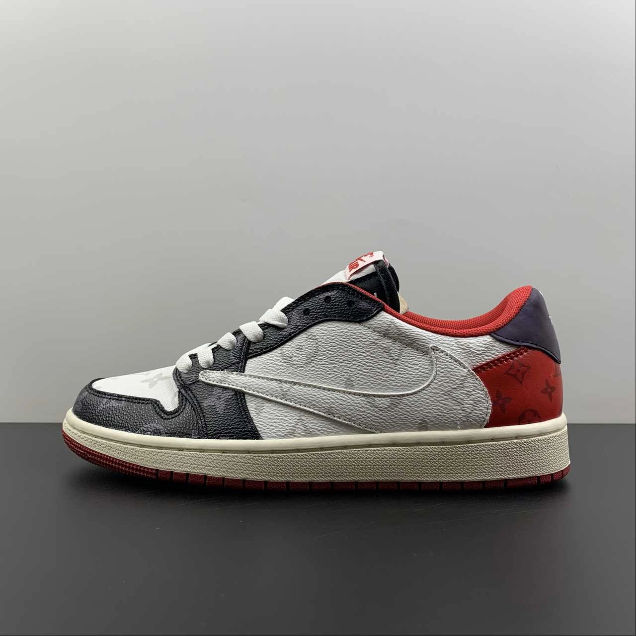 Air Jordan 1 Retro Low OG SP ??Travis Scott and Louis Vuitton?? Black Red LV DM7866-318 Responsive Footbed Full Flexibility
