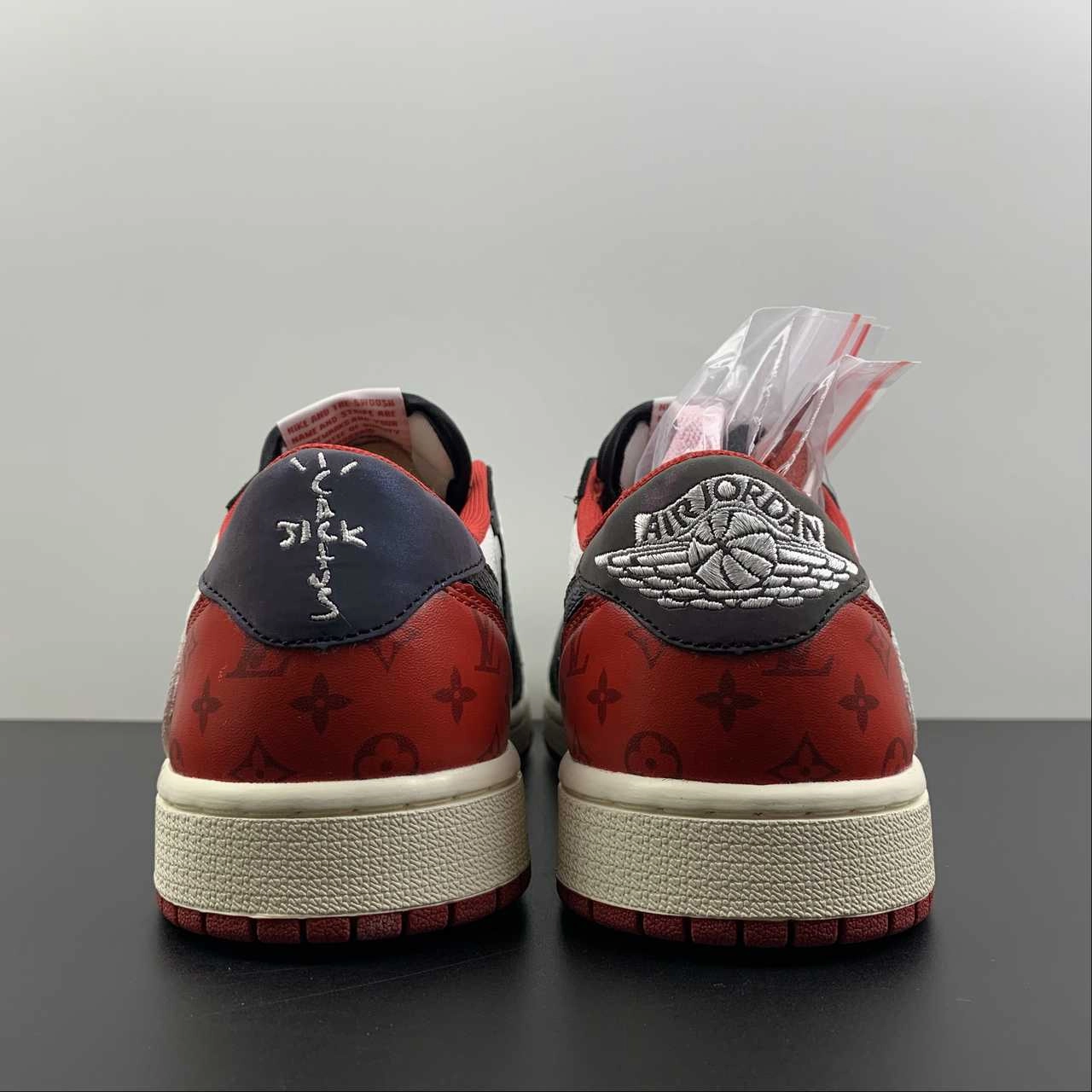 Air Jordan 1 Retro Low OG SP ??Travis Scott and Louis Vuitton?? Black Red LV DM7866-318 Eco Friendly Fabric