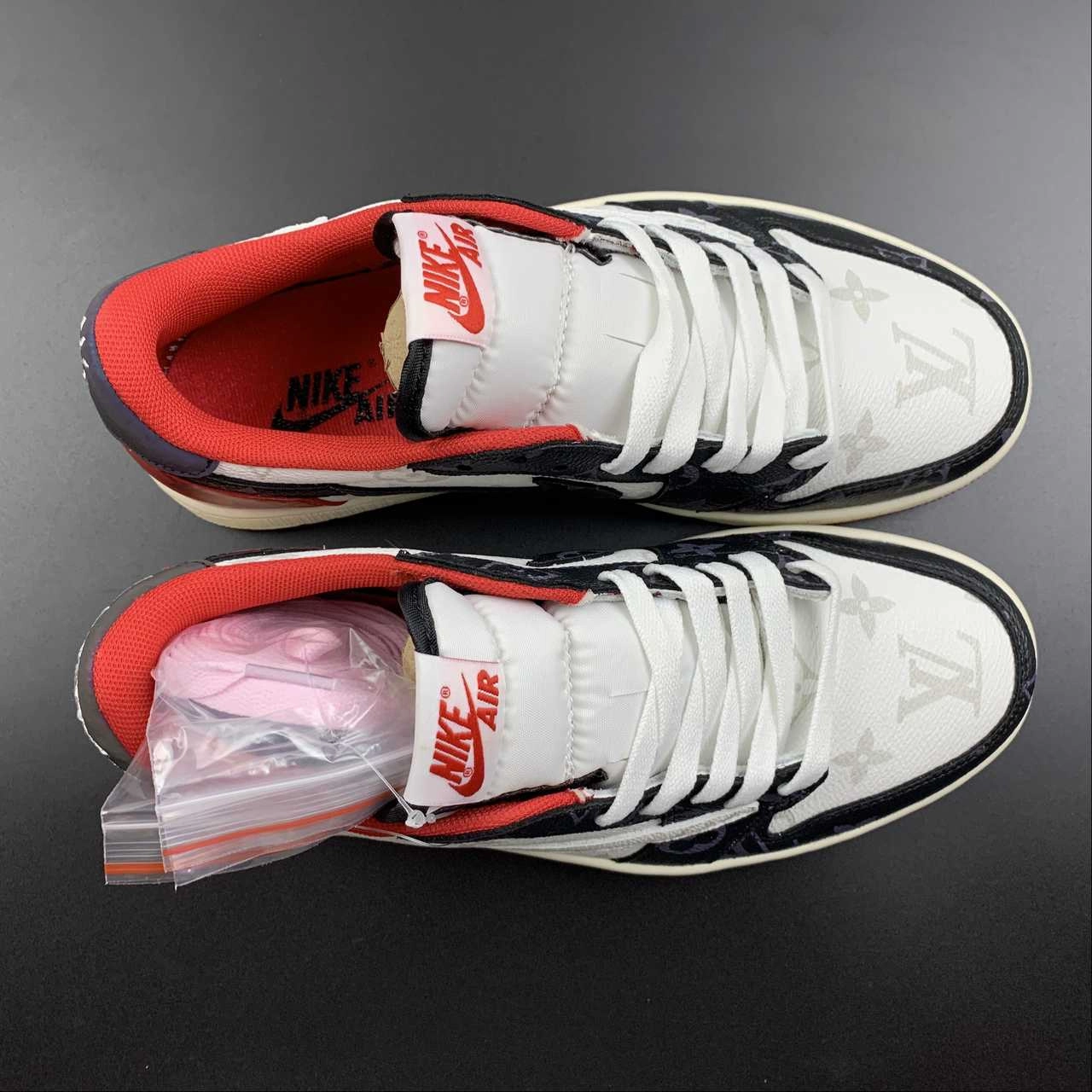 Thermal Regulation Fabric Air Jordan 1 Retro Low OG SP ??Travis Scott and Louis Vuitton?? Black Red LV DM7866-318
