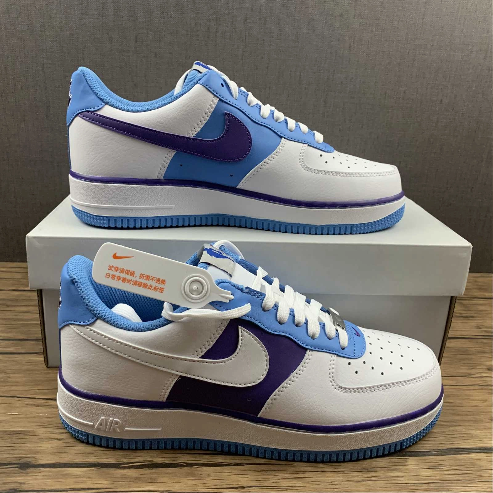 Shockproof Heel Air Force 1 07 LV8 EMB Lakers NBA 75th White Coast Field Purple White DC8874 101