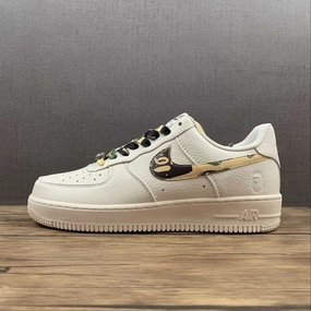 Bape x Nike Air Force 1 07 Low Camouflage White Green AA1365-118 Outdoor Friendly Slip-On Comfort