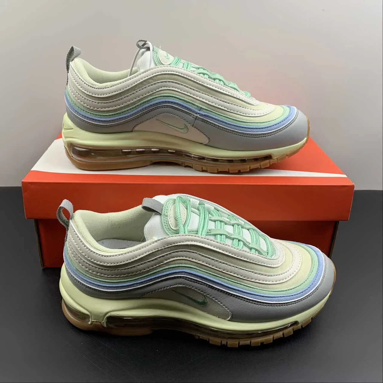ethnic - themed running option Air Max 97 Certified Fresh Coconut Milk Enamel Green Worn Blue DX5766-131