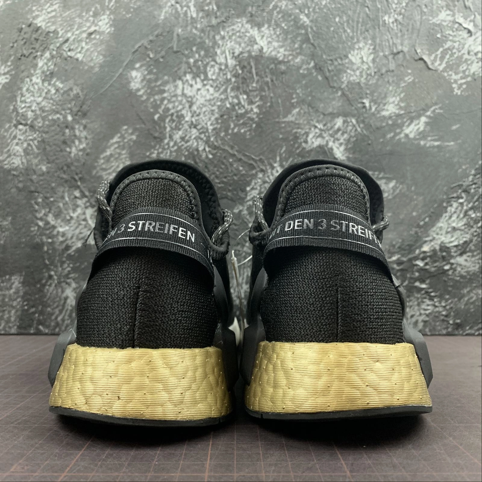 Quick Fit Adidas NMD R1 V2 Black Gold and White