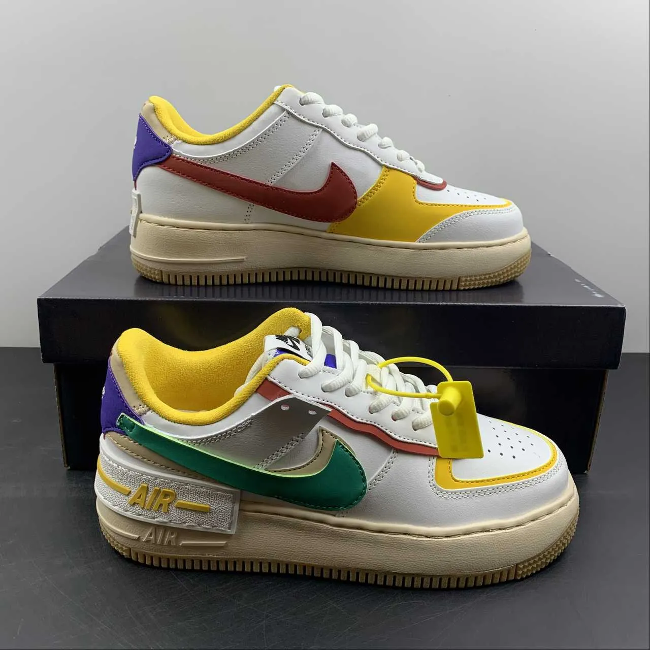Air Force 1 Shadow White Green Red Yellow Multicolor CI0919-118 Concert Fit