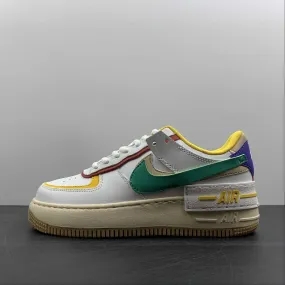 Air Force 1 Shadow White Green Red Yellow Multicolor CI0919-118 Flat Grip Club Jog