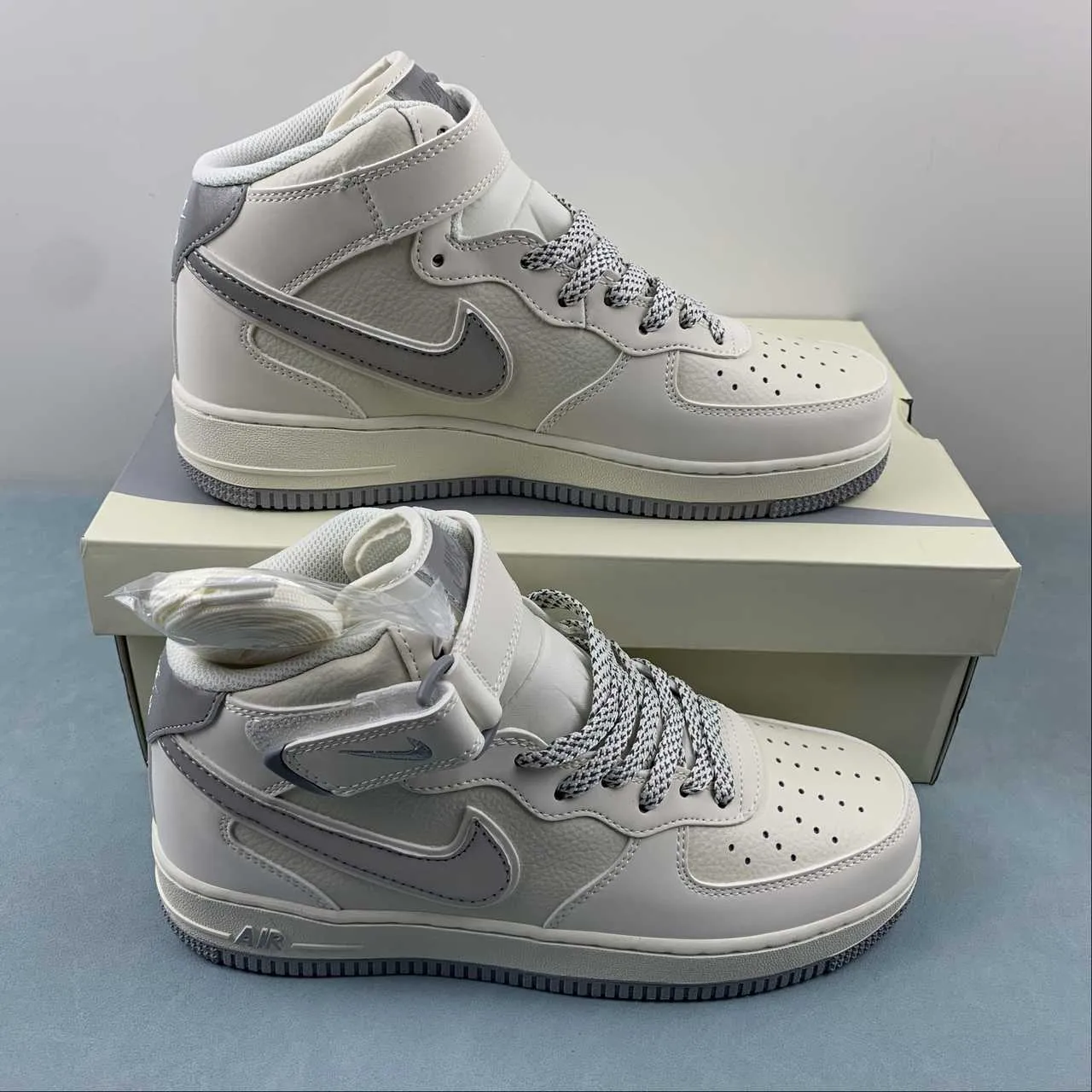 Air Force 1 07 Mid White Gray SH0235-522 Foot Friendly Tunnel Step