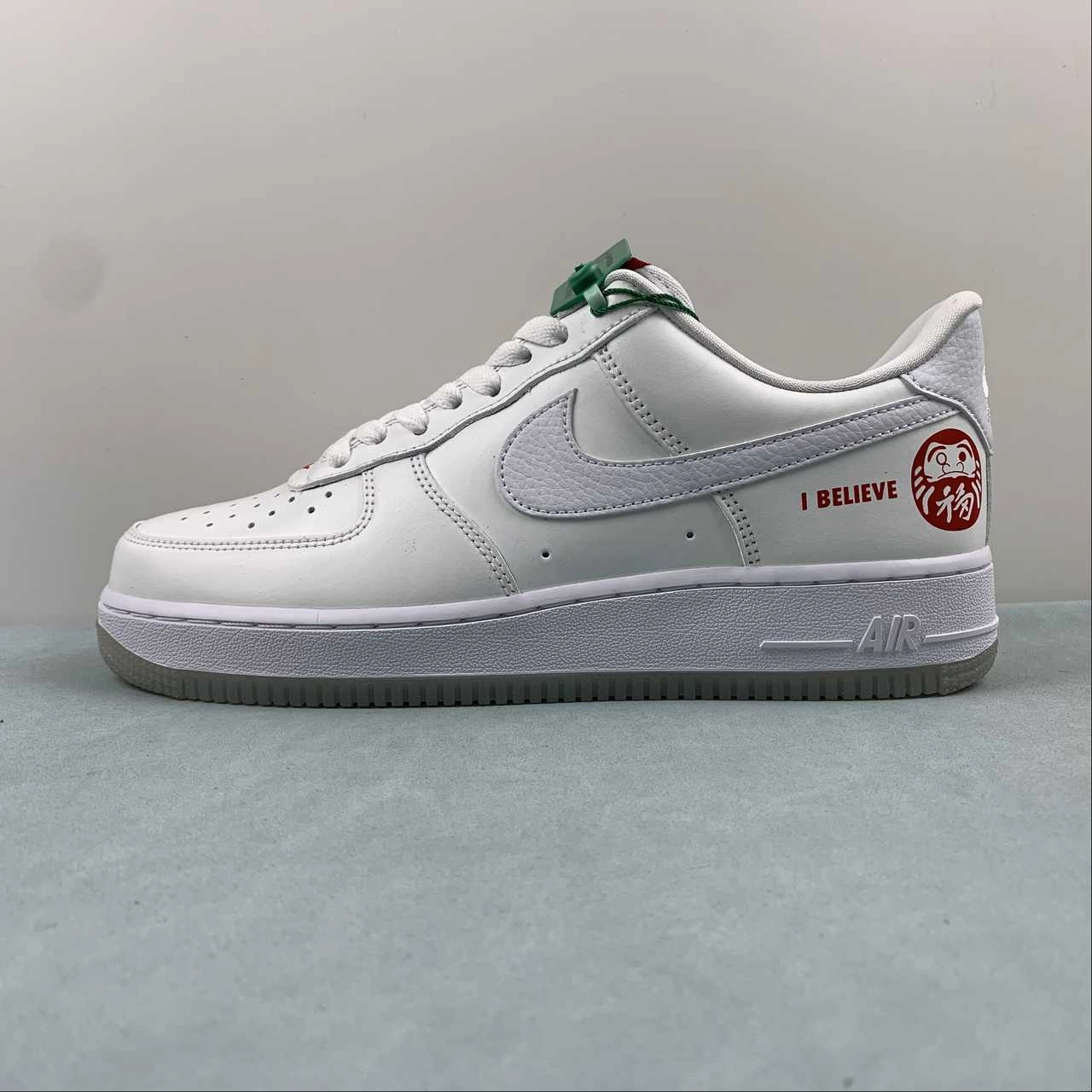 Air Force 1 07 Low Daruma I Believe White University Red DD9941-100 Street Ready Fashion Comfort