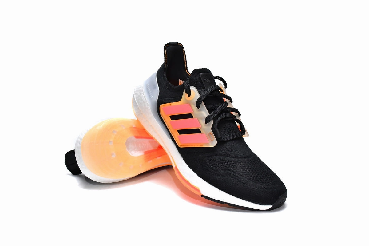 Adidas UltraBoost 22 Black Pink Orange Ultra Lightweight Frame Lean Profile