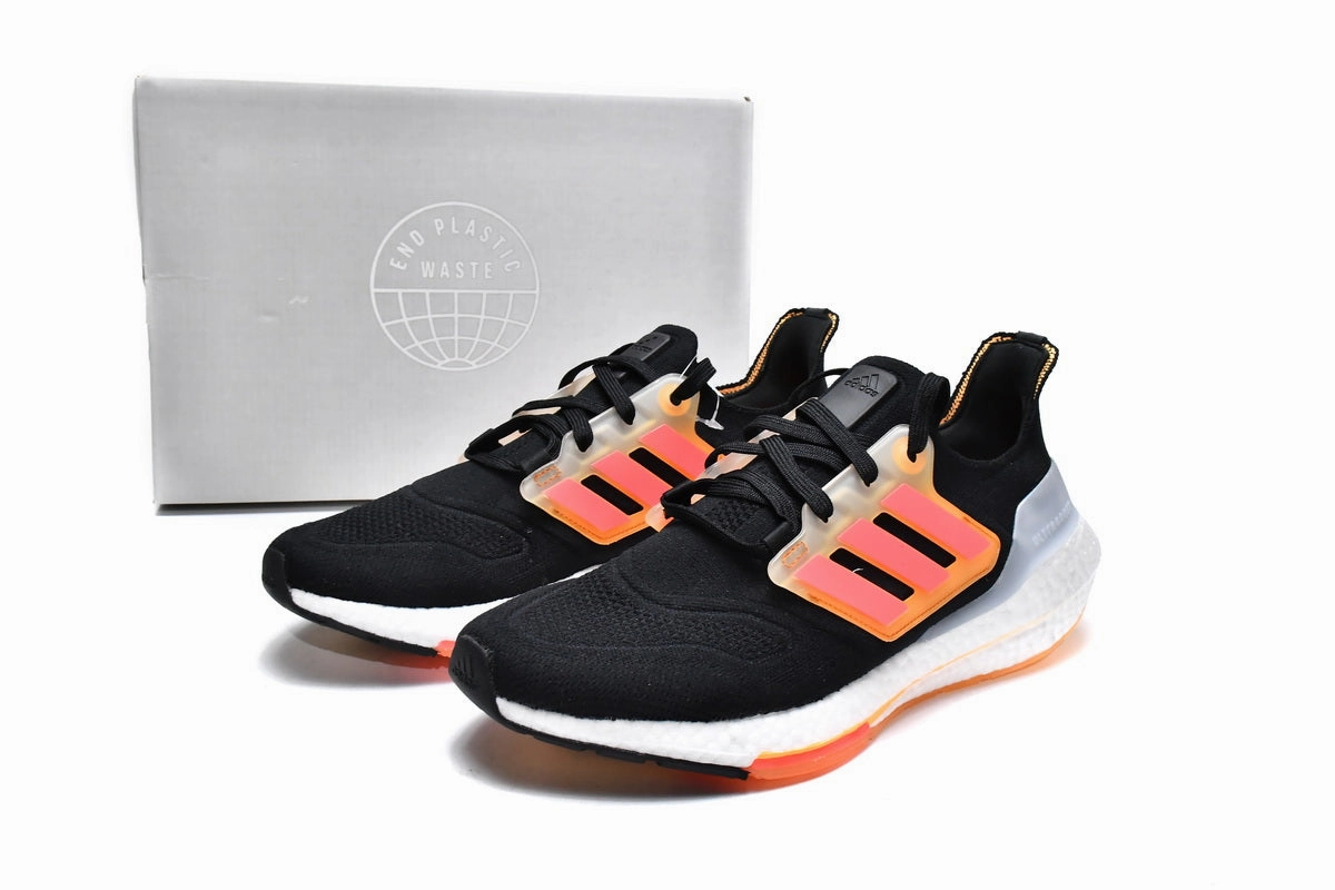 Adidas UltraBoost 22 Black Pink Orange Comfort Insoles Oxygenation Technology