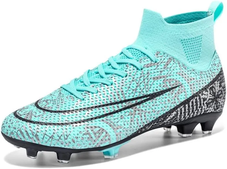 DHOVOR Boys Girls High-Top Soccer Cleats Youth Football Cleats Comfortable Turf Indoor Soccer Shoes for Kids Outdoor/Indoor/Competition/Unisex
