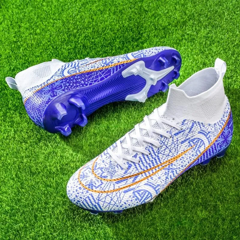 DHOVOR Mens Soccer Cleats Non Slip Athletics Football Trainers Teenagers Football Boots Outdoor and Indoor Soccer Shoes