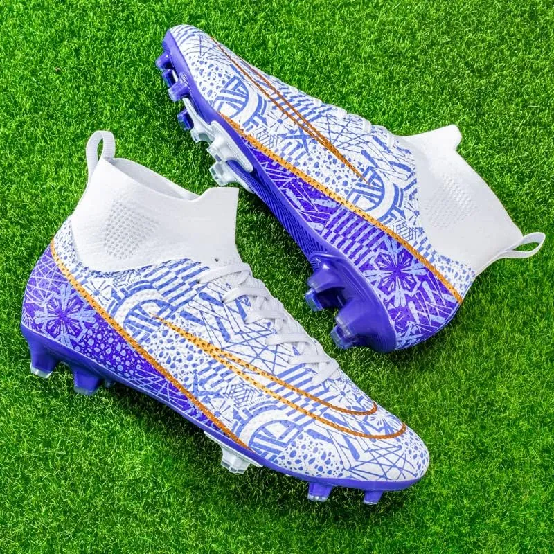 DHOVOR Mens Soccer Cleats Non Slip Athletics Football Trainers Teenagers Football Boots Outdoor and Indoor Soccer Shoes
