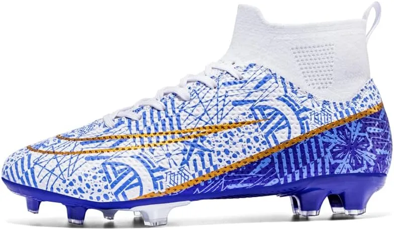 DHOVOR Mens Soccer Cleats Non Slip Athletics Football Trainers Teenagers Football Boots Outdoor and Indoor Soccer Shoes