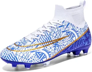 DHOVOR Mens Soccer Cleats Non Slip Athletics Football Trainers Teenagers Football Boots Outdoor and Indoor Soccer Shoes