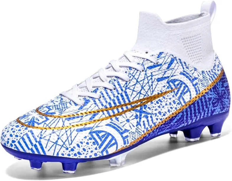 DHOVOR Mens Soccer Cleats Non Slip Athletics Football Trainers Teenagers Football Boots Outdoor and Indoor Soccer Shoes