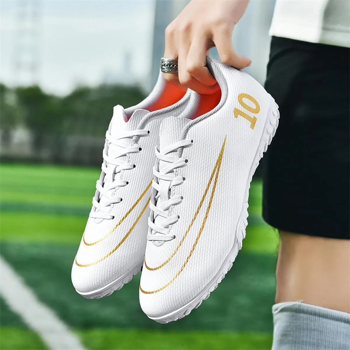 DHOVOR Soccer Cleats Men's Football Shoes Youth Lightweight Football Cleats Anti Slip Athletics Football Trainers Indoor Outdoor Soccer Shoes Men
