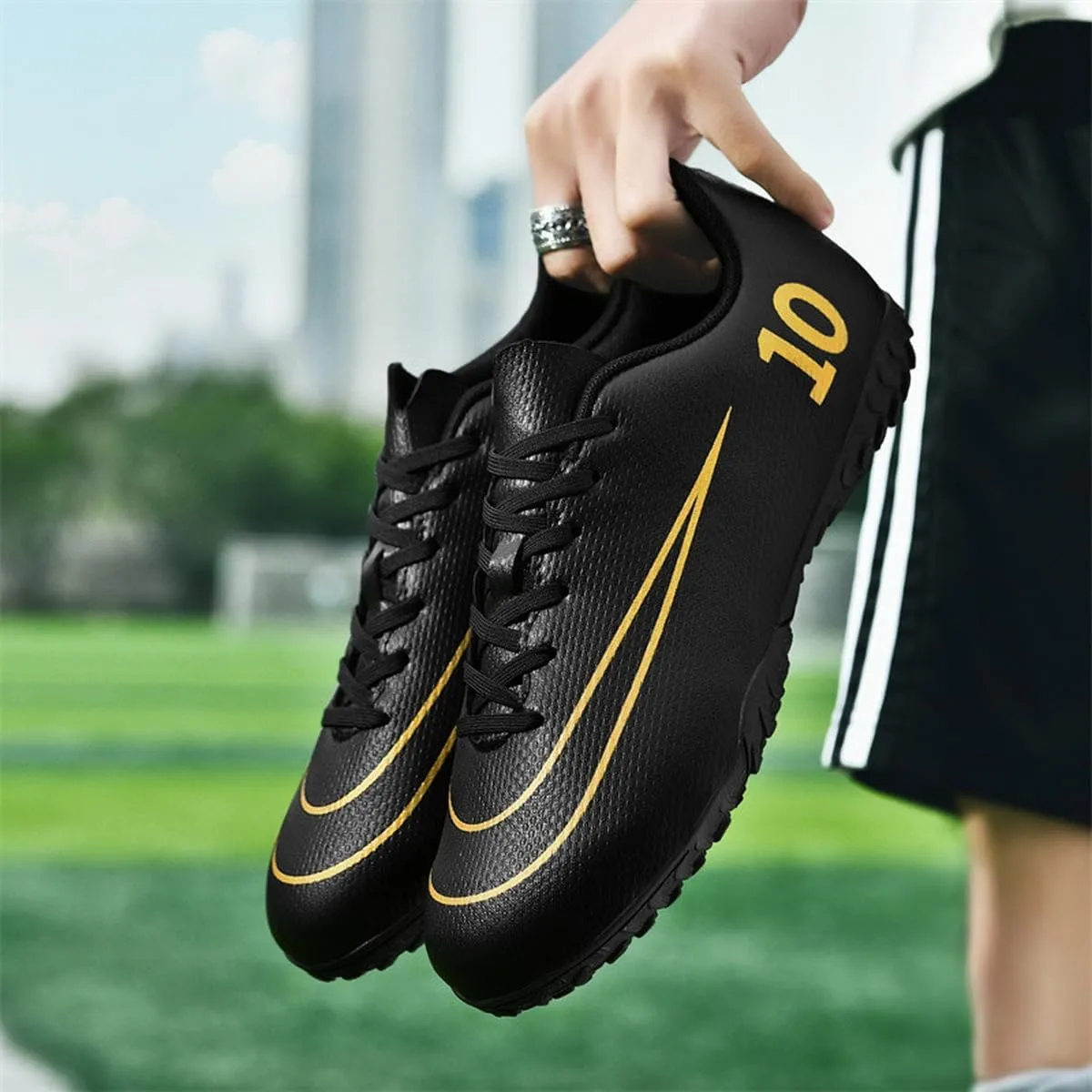 DHOVOR Soccer Cleats Men's Football Shoes Youth Lightweight Football Cleats Anti Slip Athletics Football Trainers Indoor Outdoor Soccer Shoes Men