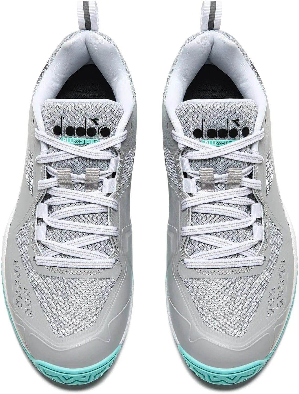 Diadora Women's Blushield Torneo 2 W Ag Tennis Shoe, Silver DD/Black/Aruba Blue,