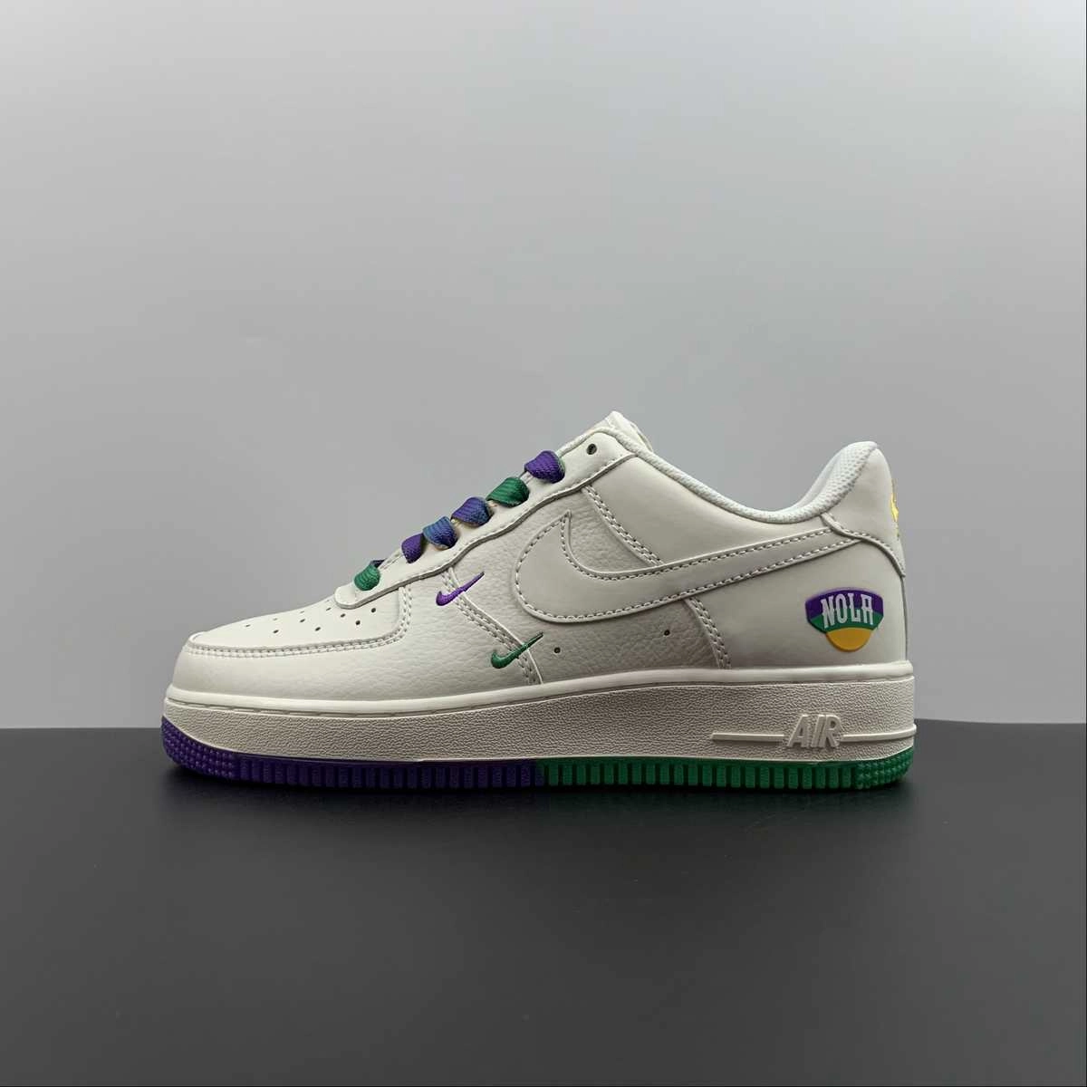 indoor mode Rose Glow Air Force 1 07 Low NOLA Pelicans Rice Dark White Purple Green TF8896-303