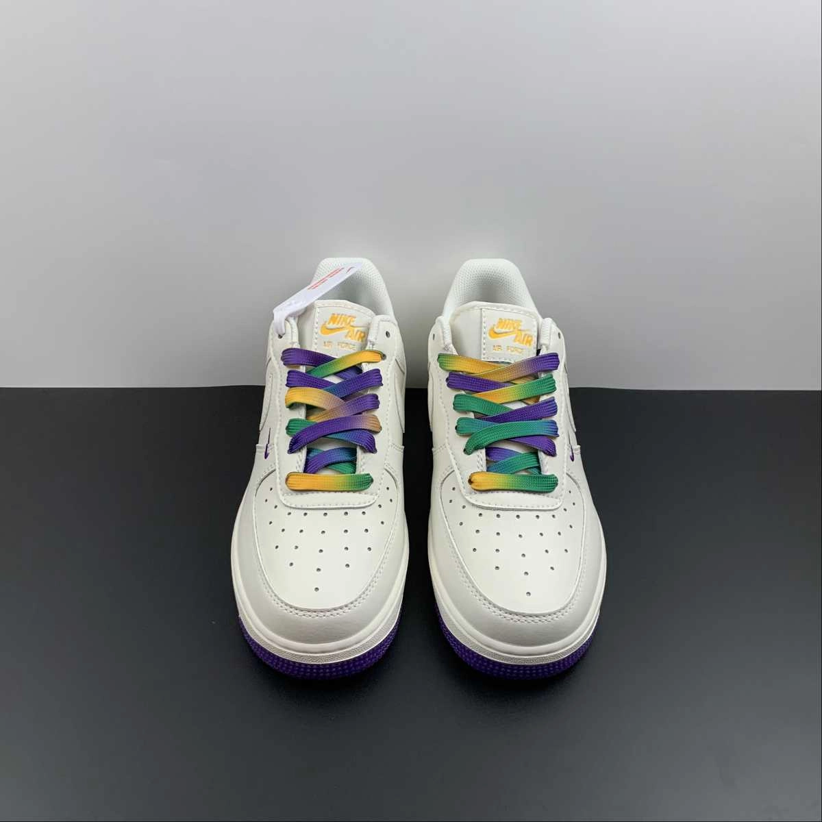Air Force 1 07 Low NOLA Pelicans Rice Dark White Purple Green TF8896-303 Walk Around