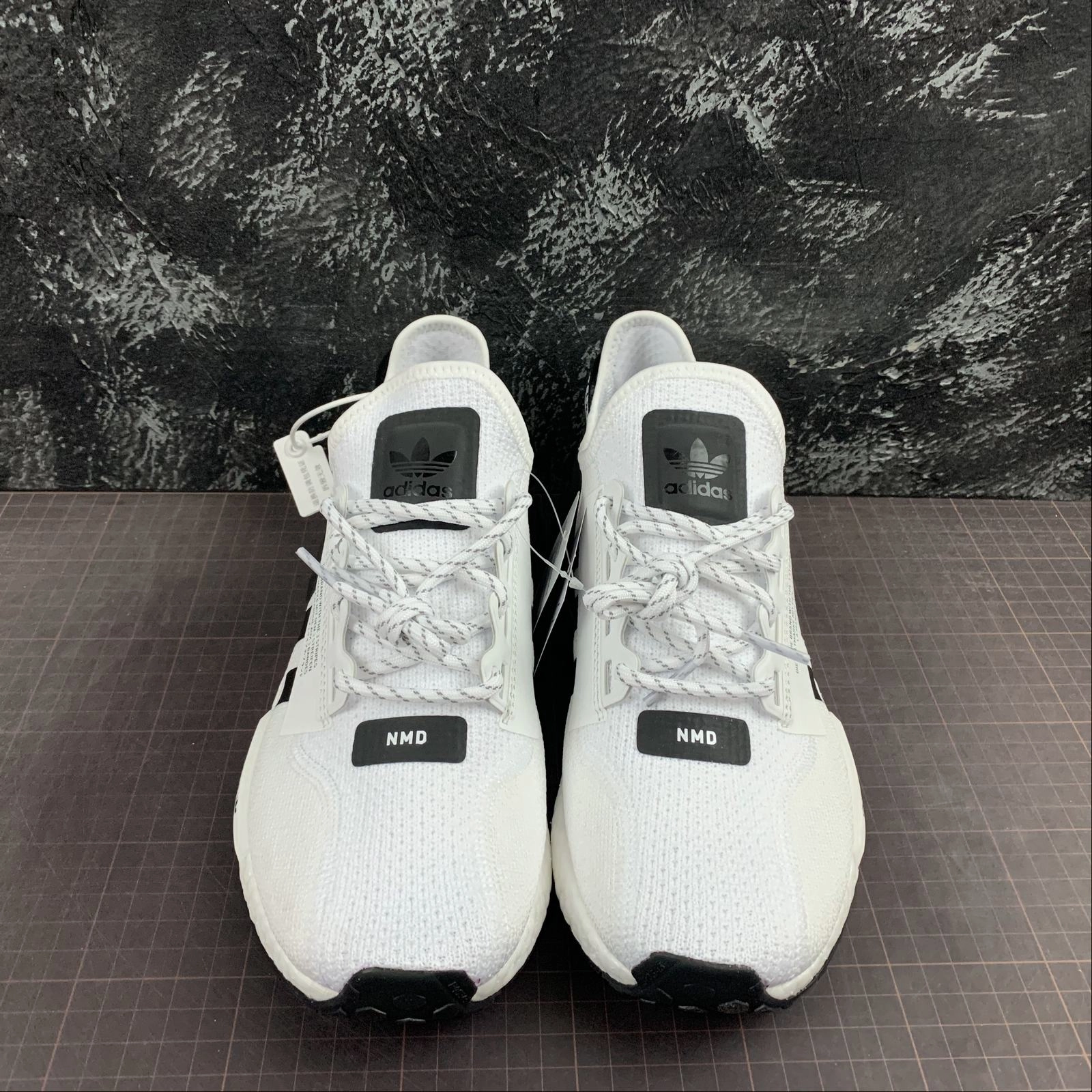 Adidas NMD R1 V2 Cloud White Core Black Cloud White Hook And Loop low - arch shoe aid
