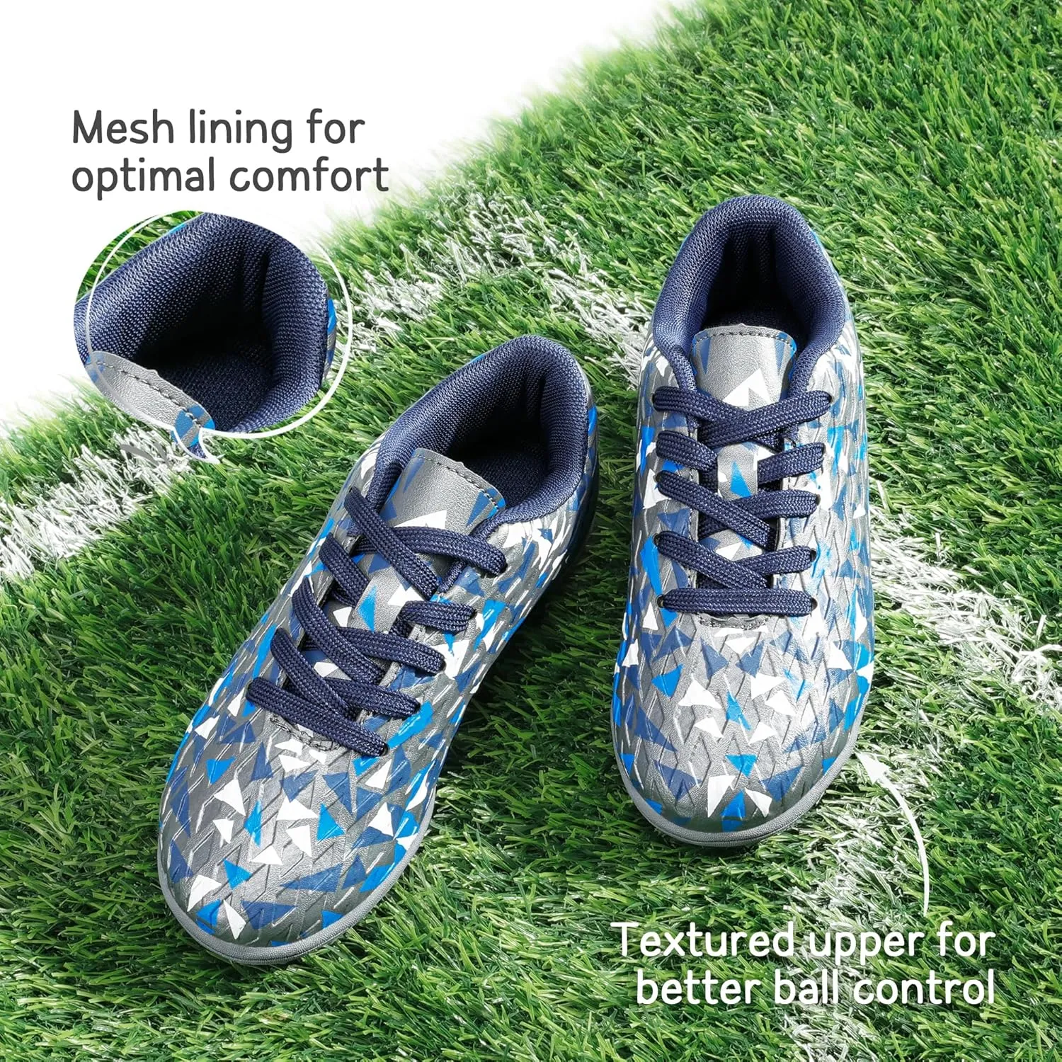 DREAM PAIRS Boys Girls Turf Indoor Soccer Shoes Lace Up Cleats for Little/Big Kid