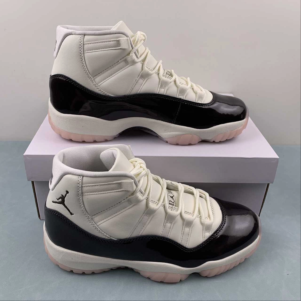 Air Jordan 11 Retro Neapolitan Sail Velvet Brown Atmosphere AR0715-101 walking shoes