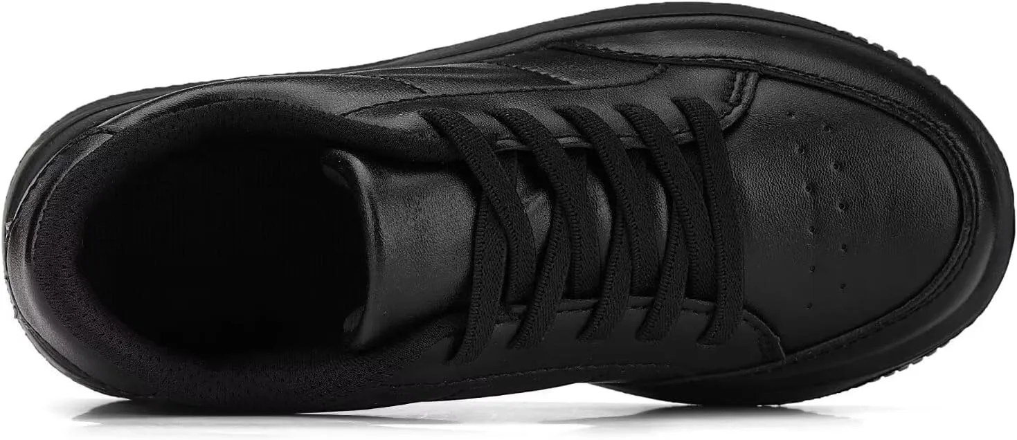 DSWED Black Boys Running Shoes for Girls Leather wear Athletic Kids Fashion Sneakers Tennis Shoes Big Kid Size