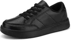 DSWED Black Boys Running Shoes for Girls Leather wear Athletic Kids Fashion Sneakers Tennis Shoes Big Kid Size