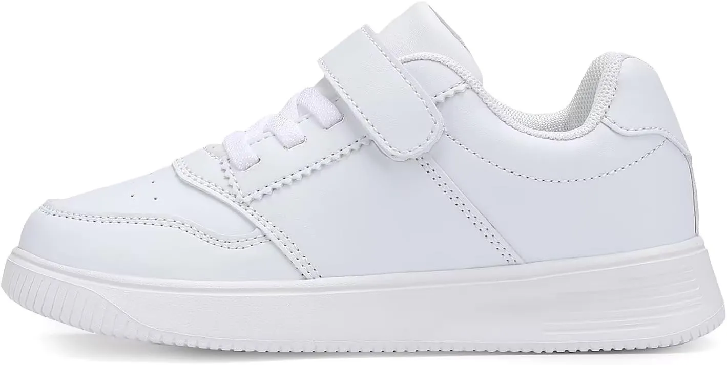 DSWED Black Boys Running Shoes for Girls Leather wear Athletic Kids Fashion Sneakers Tennis Shoes Big Kid Size