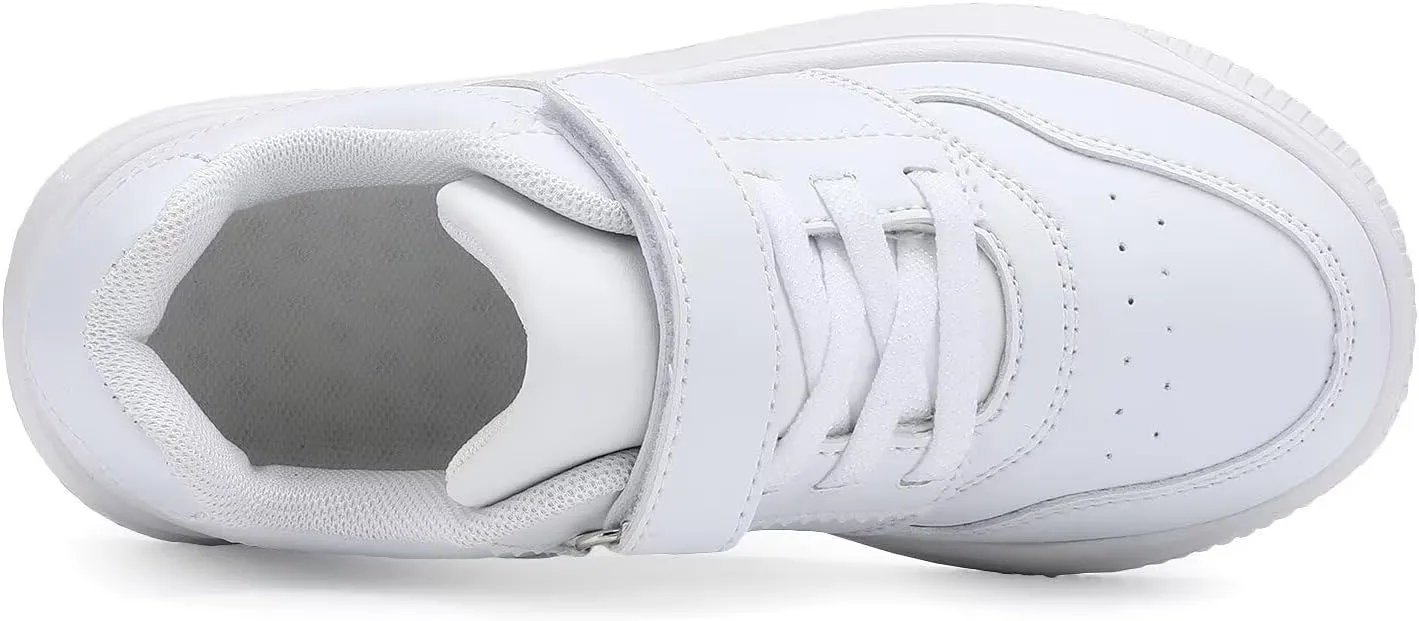 DSWED Black Boys Running Shoes for Girls Leather wear Athletic Kids Fashion Sneakers Tennis Shoes Big Kid Size