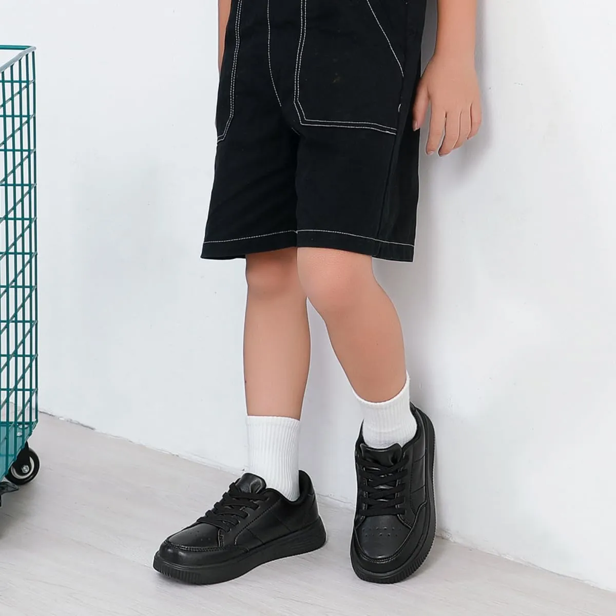 DSWED Black Boys Running Shoes for Girls Leather wear Athletic Kids Fashion Sneakers Tennis Shoes Big Kid Size