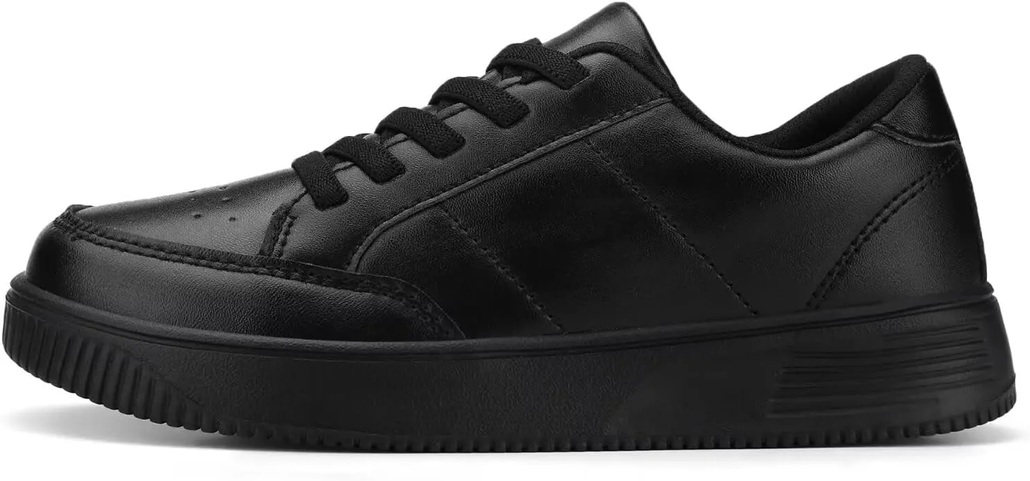 DSWED Black Boys Running Shoes for Girls Leather wear Athletic Kids Fashion Sneakers Tennis Shoes Big Kid Size
