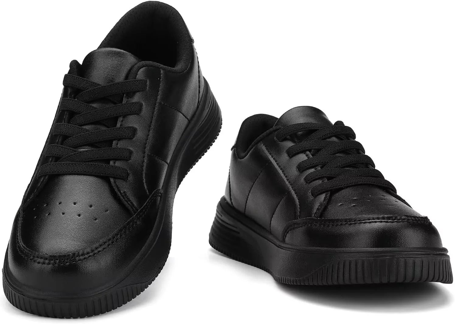 DSWED Black Boys Running Shoes for Girls Leather wear Athletic Kids Fashion Sneakers Tennis Shoes Big Kid Size
