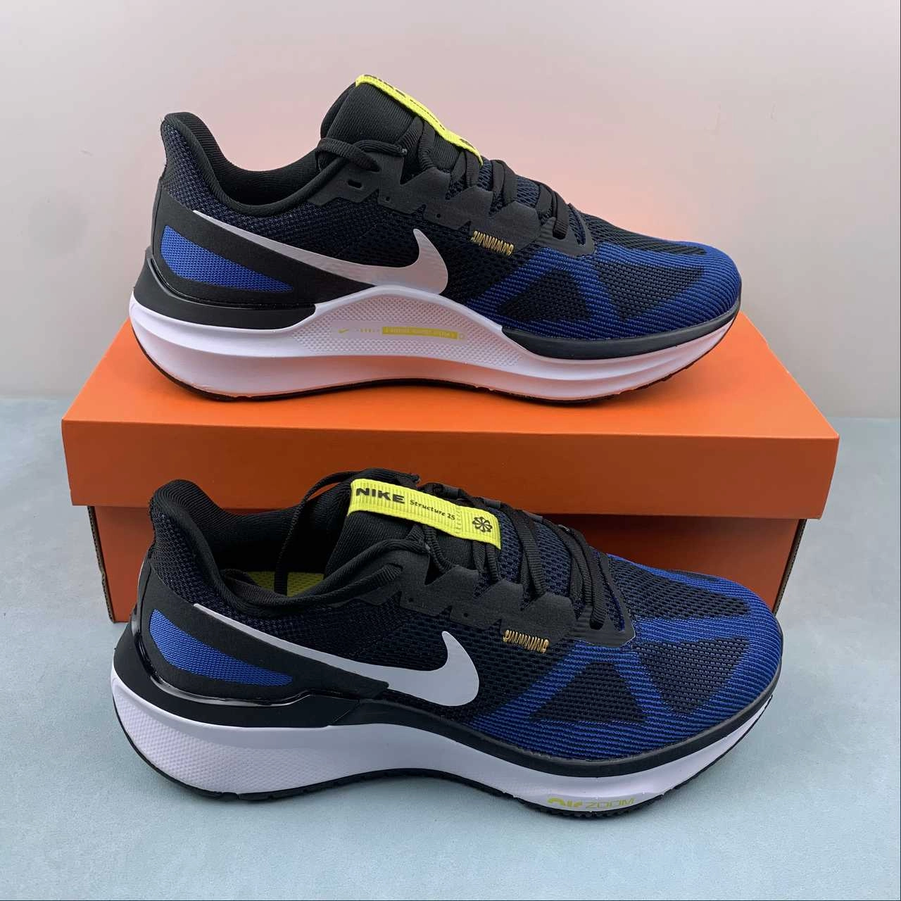 Materials are chosen for breathability and endurance Gym Friendly Air Zoom Structure 25 Black White Racer Blue DJ7883-003